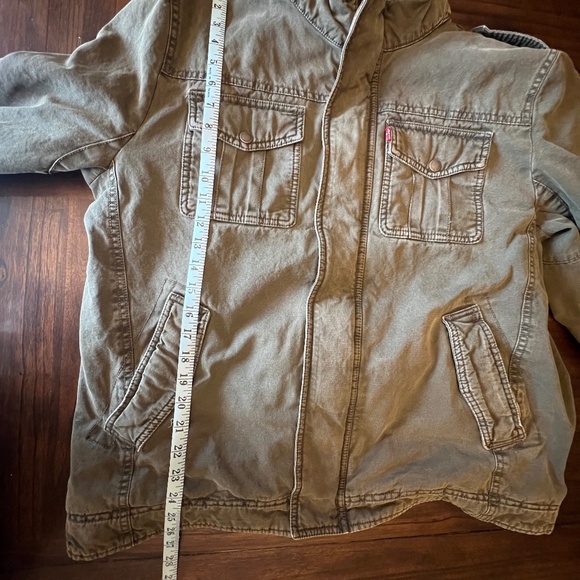 Levi's Men's Cotton Olive Denim Faux Shearling Utility Field Jacket, Size Large - Picture 13 of 16